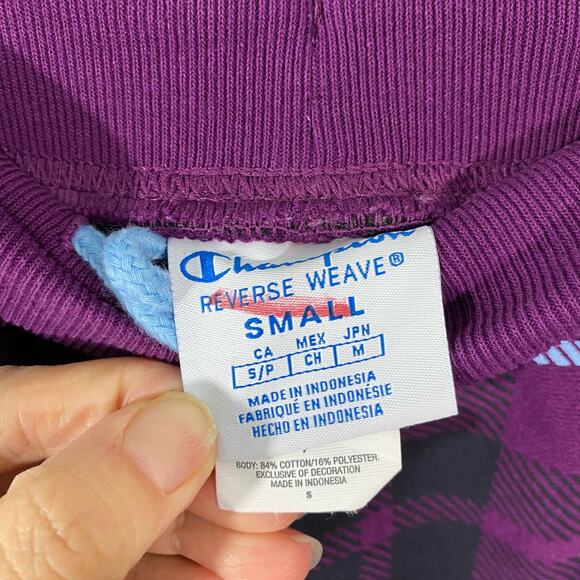 Champion Women's Purple Plaid Reverse Weave Jogger Sweatpants Size Small - Picture 8 of 8